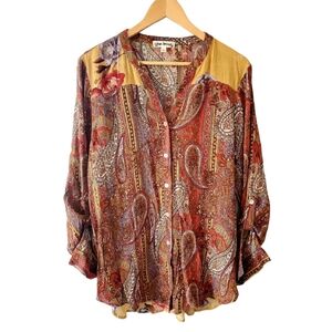 Hope Springs Earthtone Paisley Top Size Large New with Tags